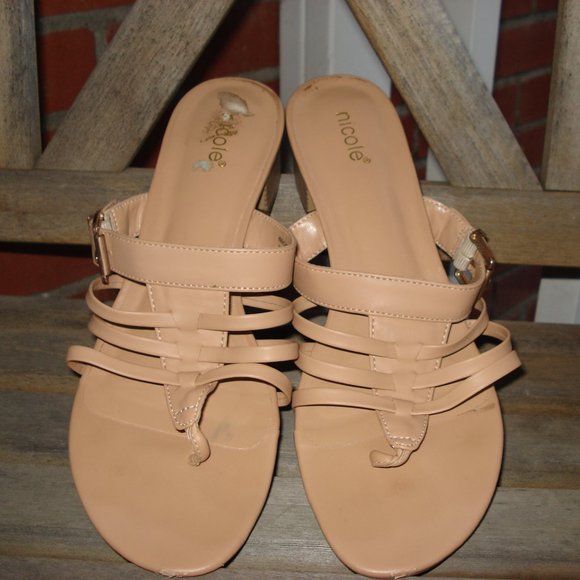 CREAM/BEIGE FLIP FLOPS/SANDALS SIZE 10M - Picture 1 of 6